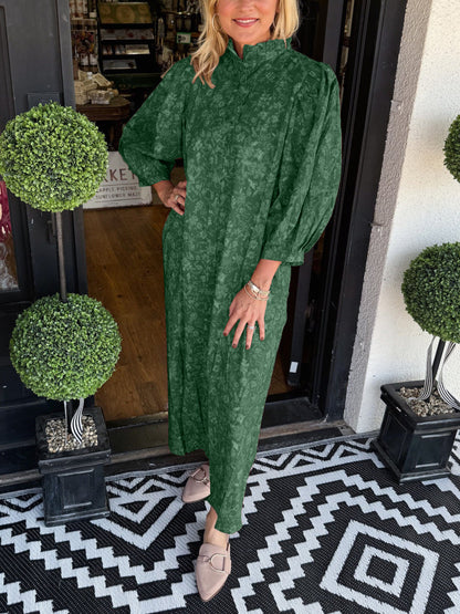 Women's Fall Puff Sleeve Floral Dress