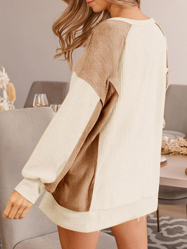 ✨Women's Oversized  Waffle Knit Crewneck Long Sleeve Sweatshirts