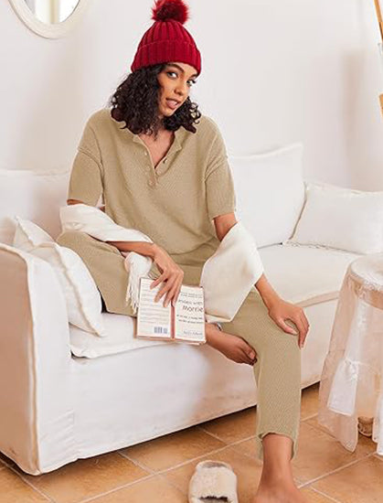 💥Women Knit Top Wide Leg Long Pants Set