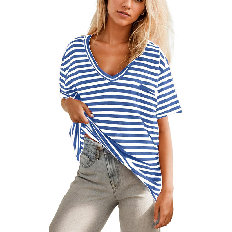 Women Oversized Deep V Neck Striped Shirt(Buy 2 Free Shipping)