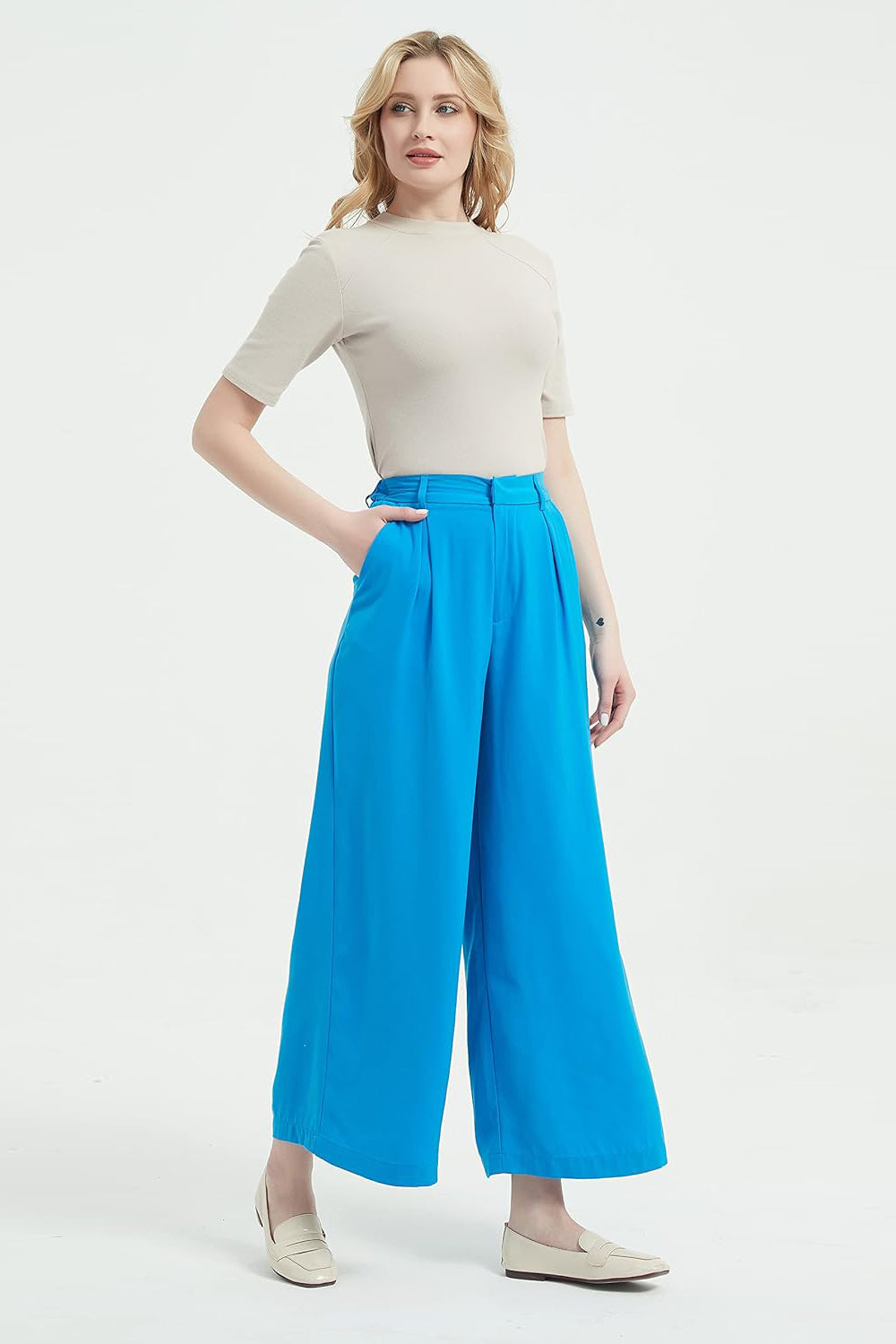 Women High Waist Casual Wide Leg Long Palazzo Pants Trousers (⏰ 30% OFF TODAY)