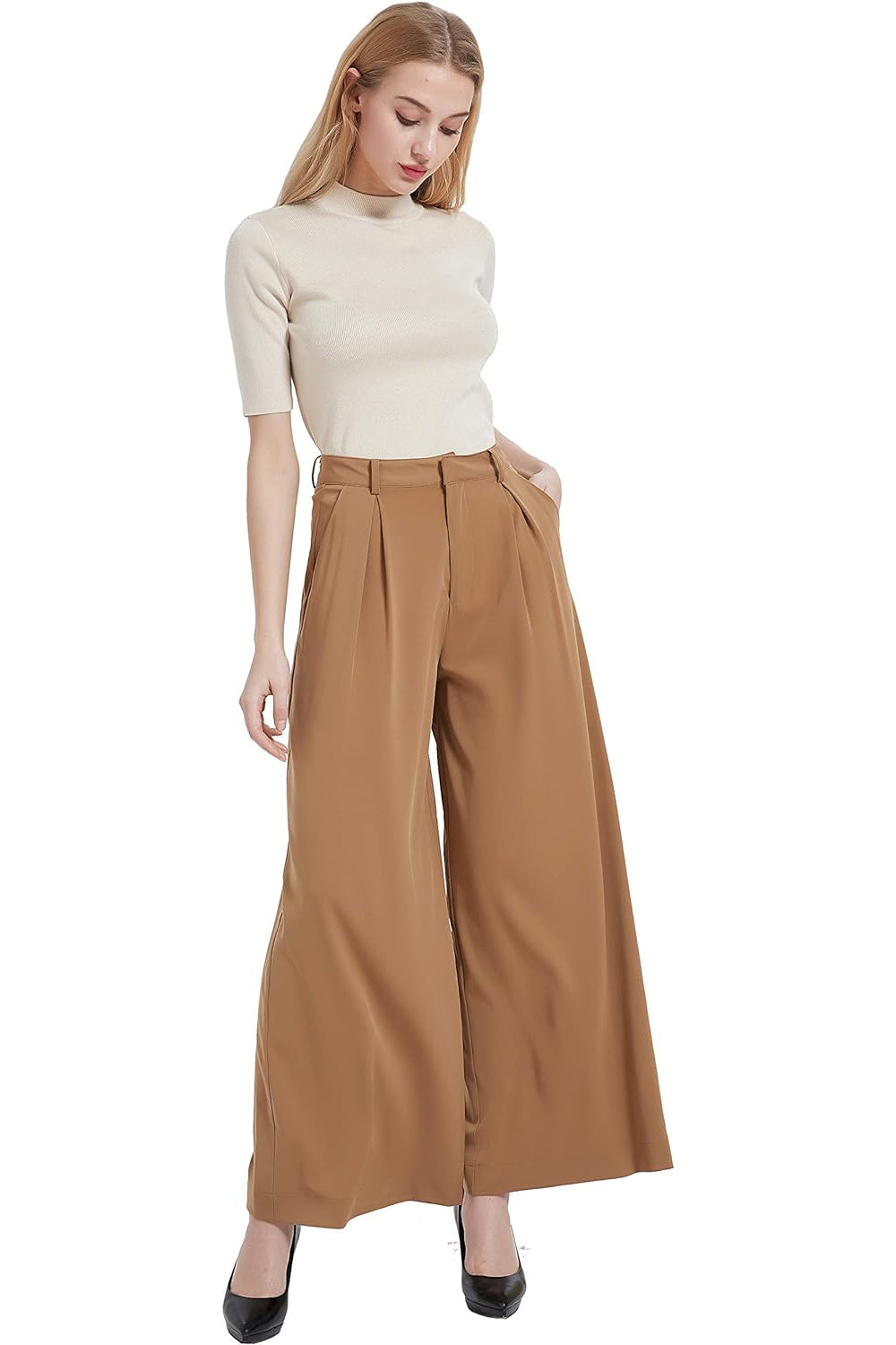 Women High Waist Casual Wide Leg Long Palazzo Pants Trousers (⏰ 30% OFF TODAY)