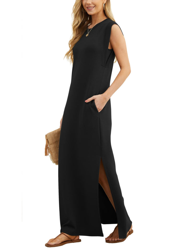 ⏰Hot Sale-Women's Soft Anti-Wrinkle Fabric Dress with Slit Hem