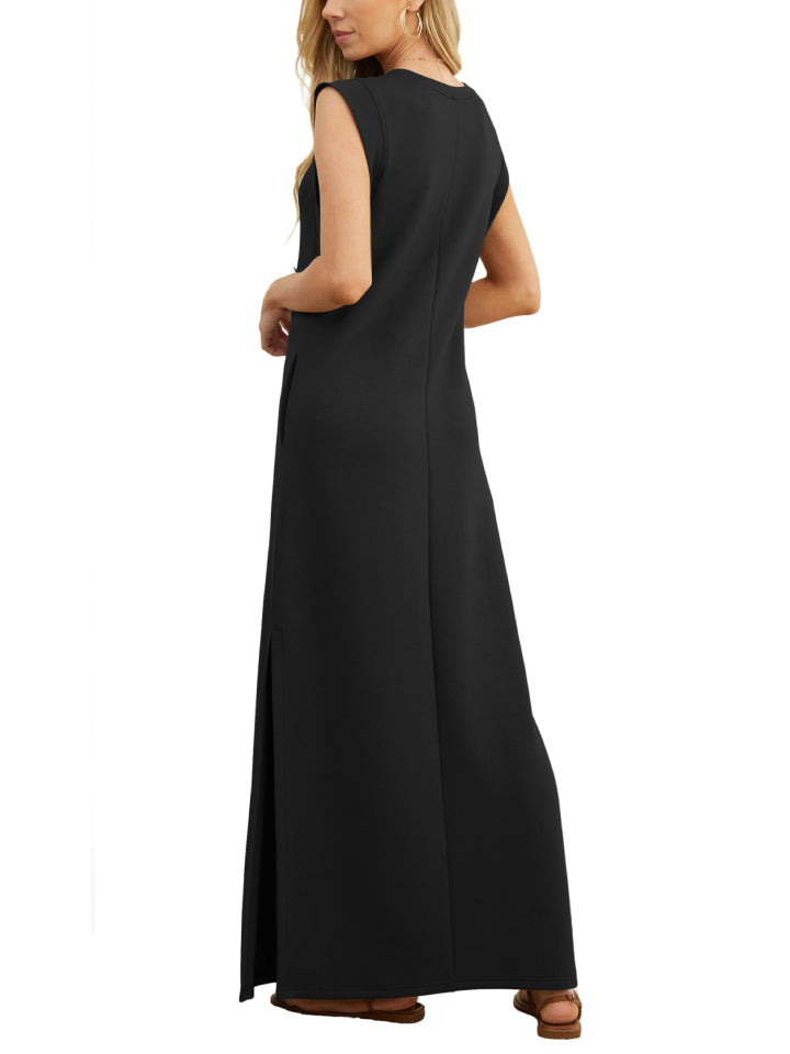 ⏰Hot Sale-Women's Soft Anti-Wrinkle Fabric Dress with Slit Hem