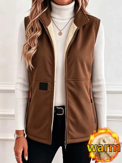Women Fleece Lined Zip Front Vest