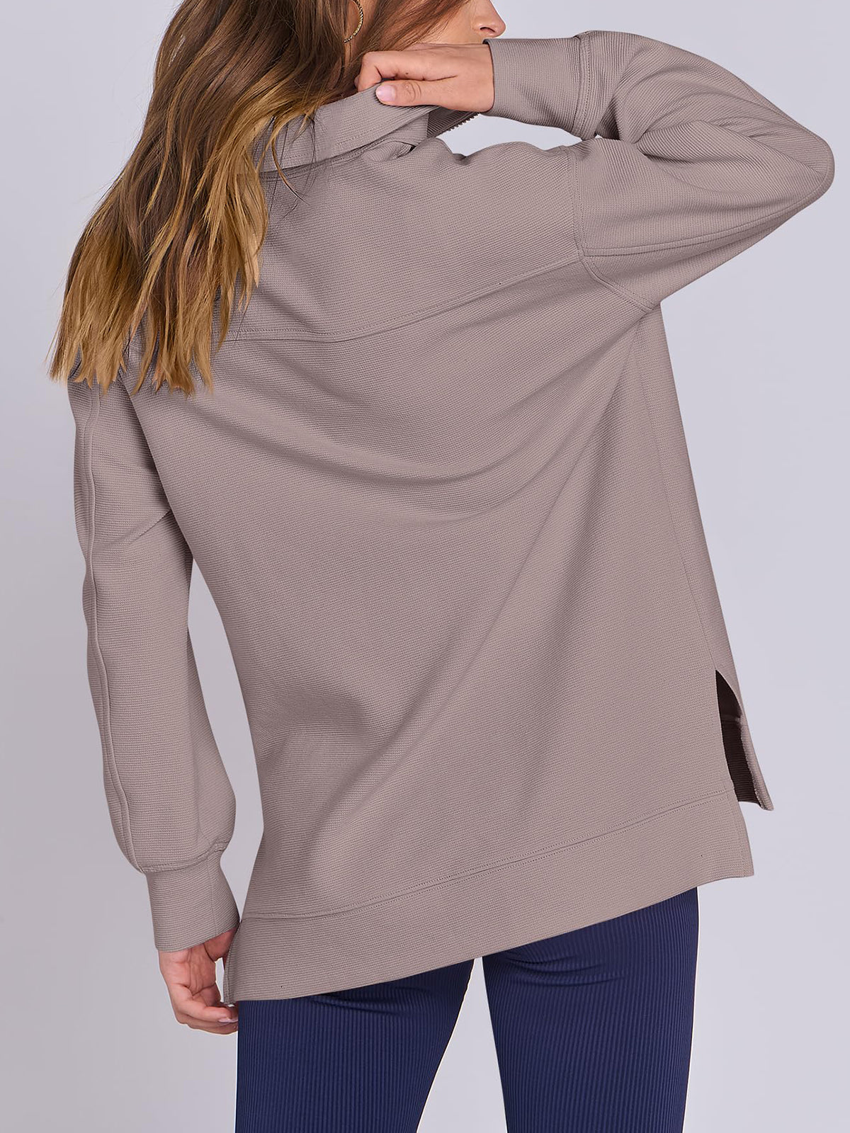 Women's Oversized High Neck Half Zip Knit Sweatshirt