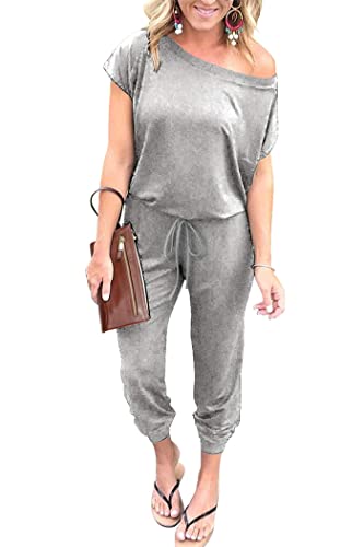 ⏰Hot Sale-Womens Off Shoulder Elastic Waist Stretchy Long Romper Jumpsuit