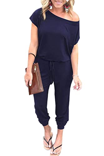 ⏰Hot Sale-Womens Off Shoulder Elastic Waist Stretchy Long Romper Jumpsuit