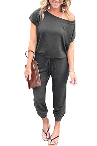 ⏰Hot Sale-Womens Off Shoulder Elastic Waist Stretchy Long Romper Jumpsuit