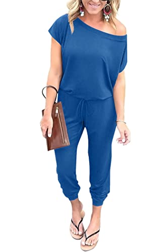 ⏰Hot Sale-Womens Off Shoulder Elastic Waist Stretchy Long Romper Jumpsuit