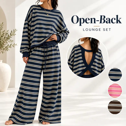 Women Striped Cross Back Loungewear 2 Piece Set