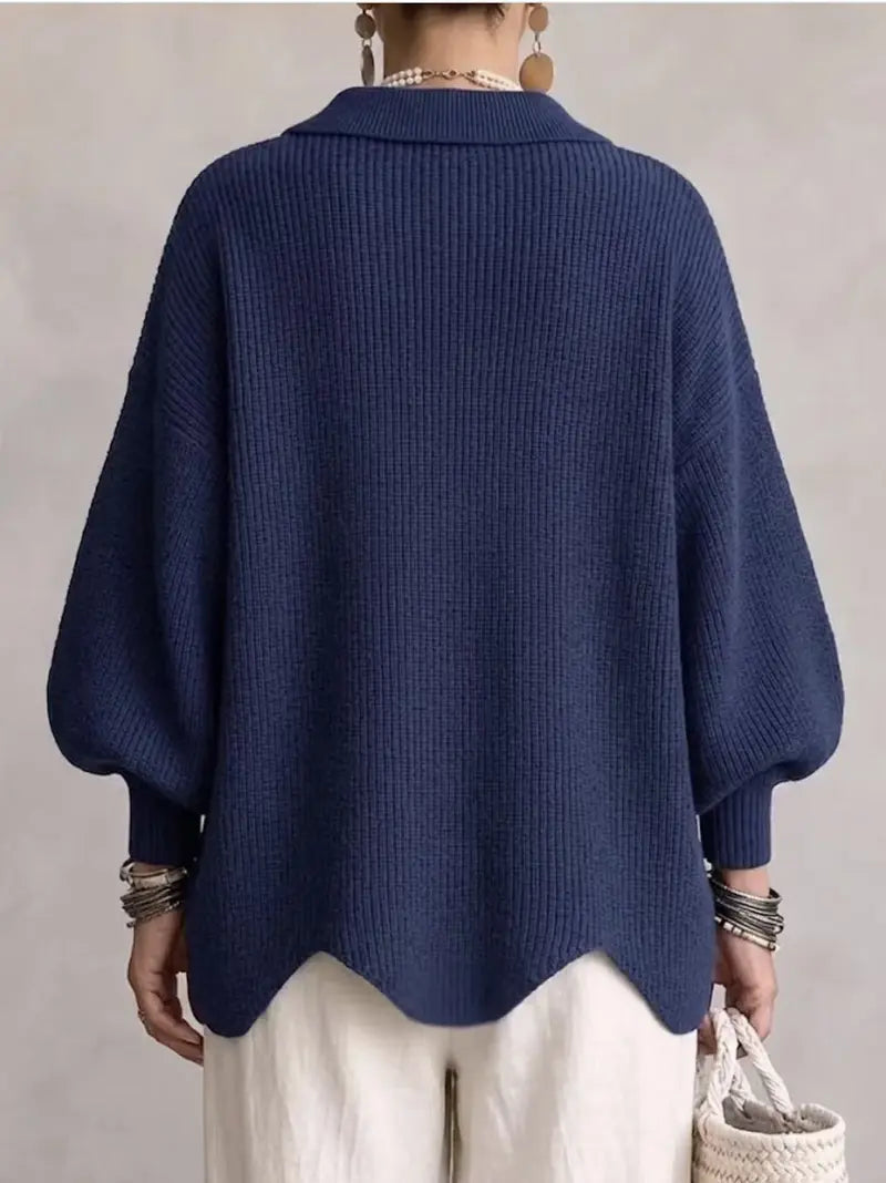 Limited time sale🔥Women French Lapel Irregular Hem Lantern Sleeve Knit Cardigan