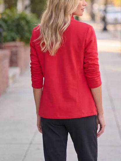 Hot Sale-Womens Open Front Lapel Sweatshirt Blazer