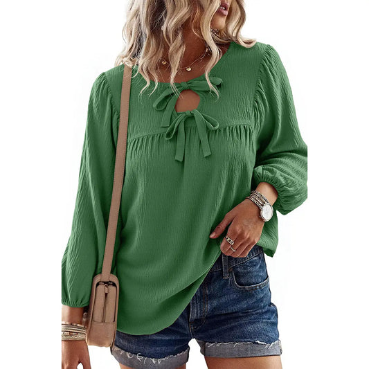 2026 Spring/Summer Women's Casual Solid White Tunic Blouse