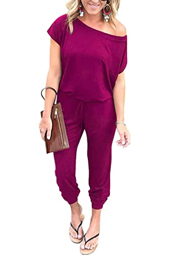 ⏰Hot Sale-Womens Off Shoulder Elastic Waist Stretchy Long Romper Jumpsuit