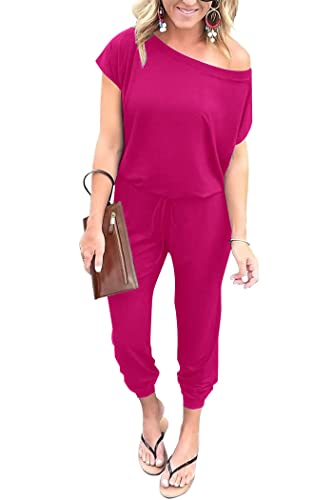 ⏰Hot Sale-Womens Off Shoulder Elastic Waist Stretchy Long Romper Jumpsuit
