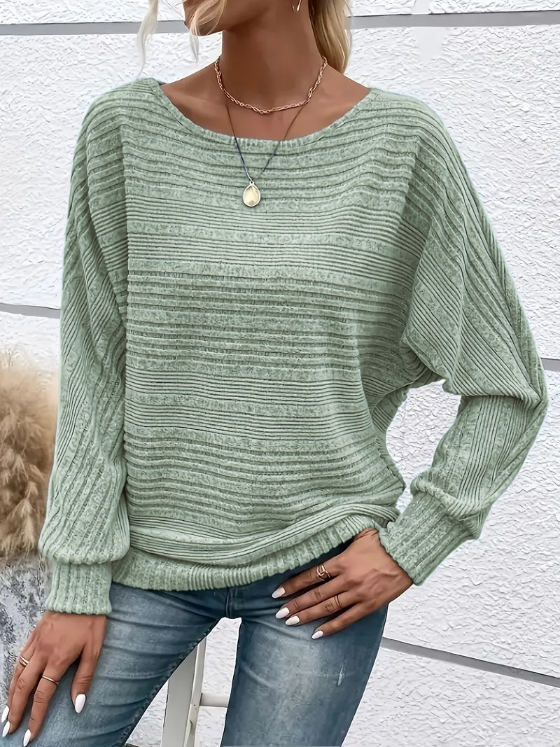 ✨Women's Soft Solid Batwing Sleeve Pullover Long Sleeve Top