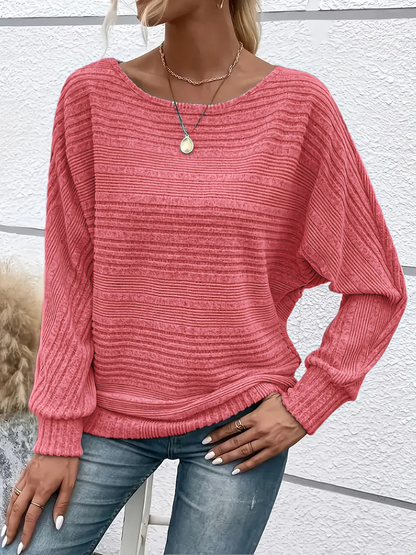 ✨Women's Soft Solid Batwing Sleeve Pullover Long Sleeve Top