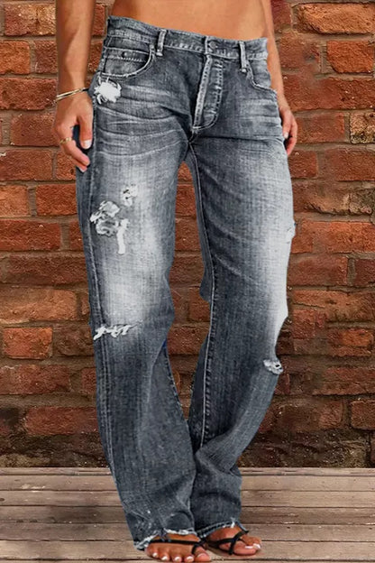 New Style Ripped Low Waist Straight Leg Jeans(Buy 2 Free Shipping)