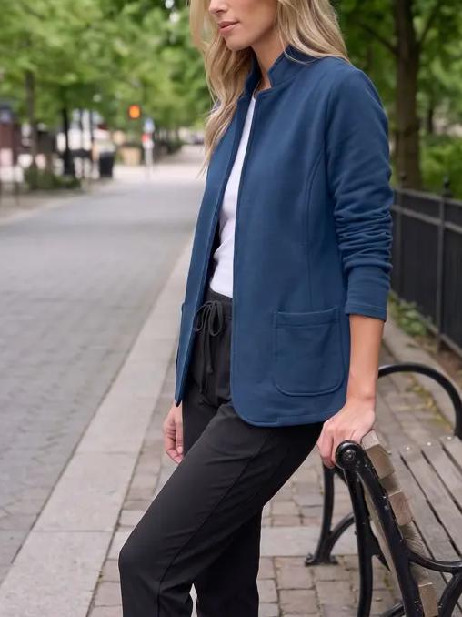 Hot Sale-Womens Open Front Lapel Sweatshirt Blazer