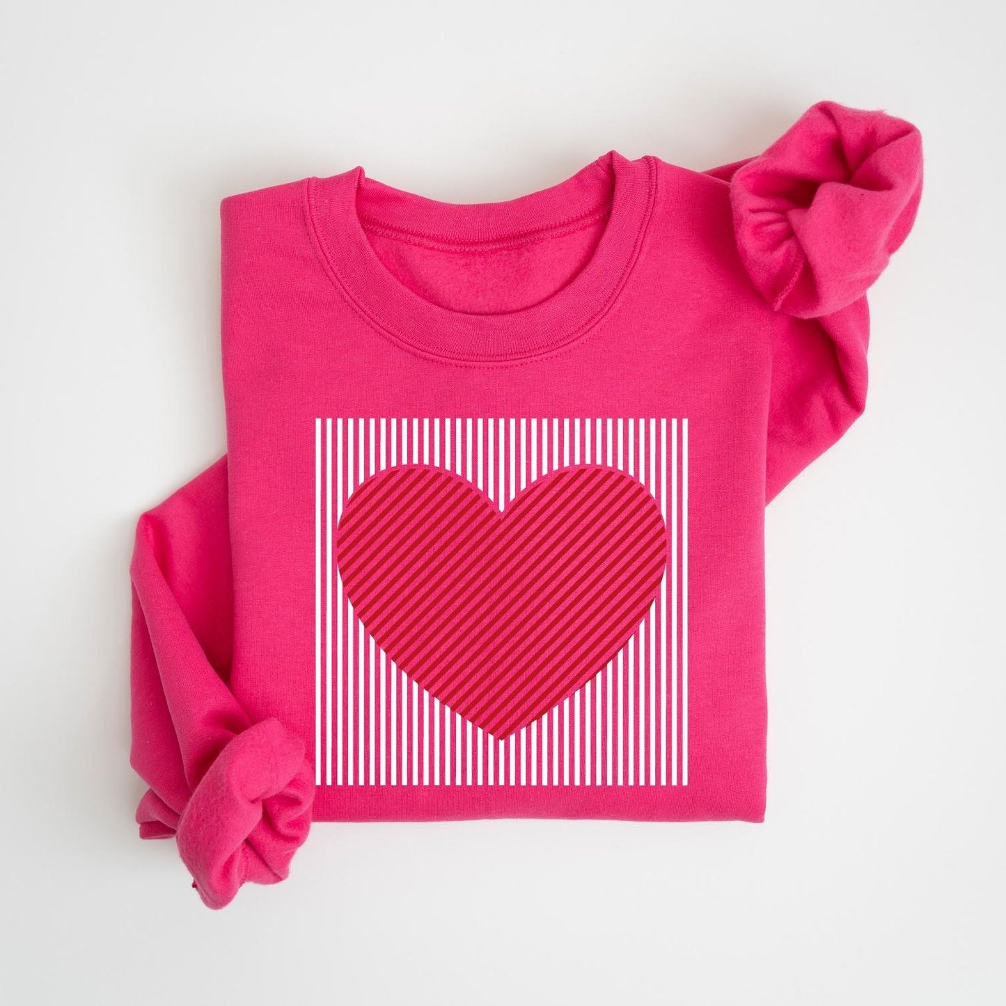 ✨Retro Valentines Heart Stripe Print Sweatshirt