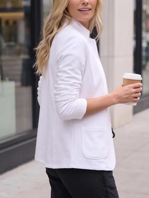 Hot Sale-Womens Open Front Lapel Sweatshirt Blazer