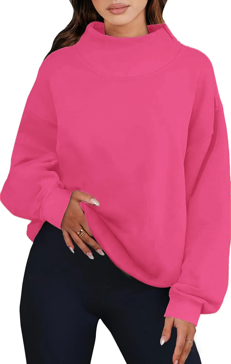 Womens Oversized Sweatshirts Turtleneck Pullover Long Sleeve Hoodies Tops