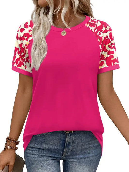 ⏰Hot Sale-Women's Casual Colorblock Short-Sleeve Raglan Shirts