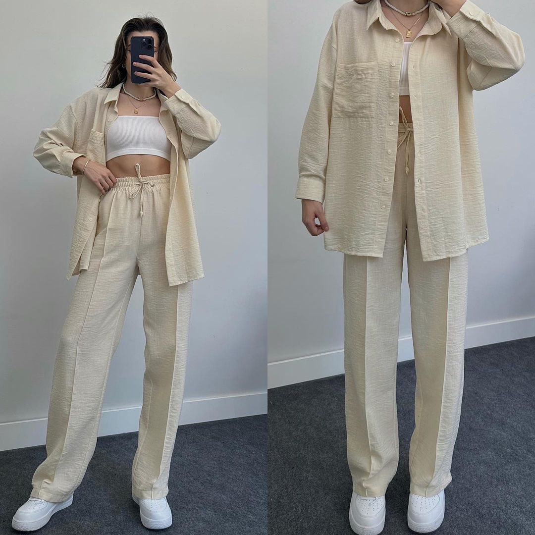 2023 Fashion Linen Shirt Set