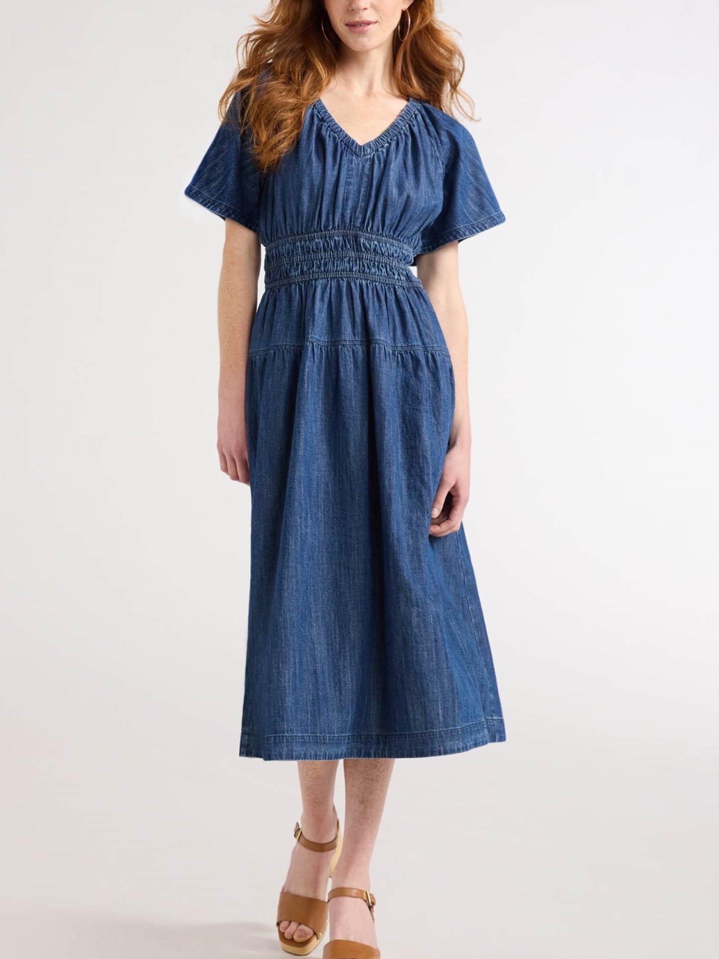 💃Women's Denim Lightweight Tiered Midi Dress (Buy 2 Free Shipping)
