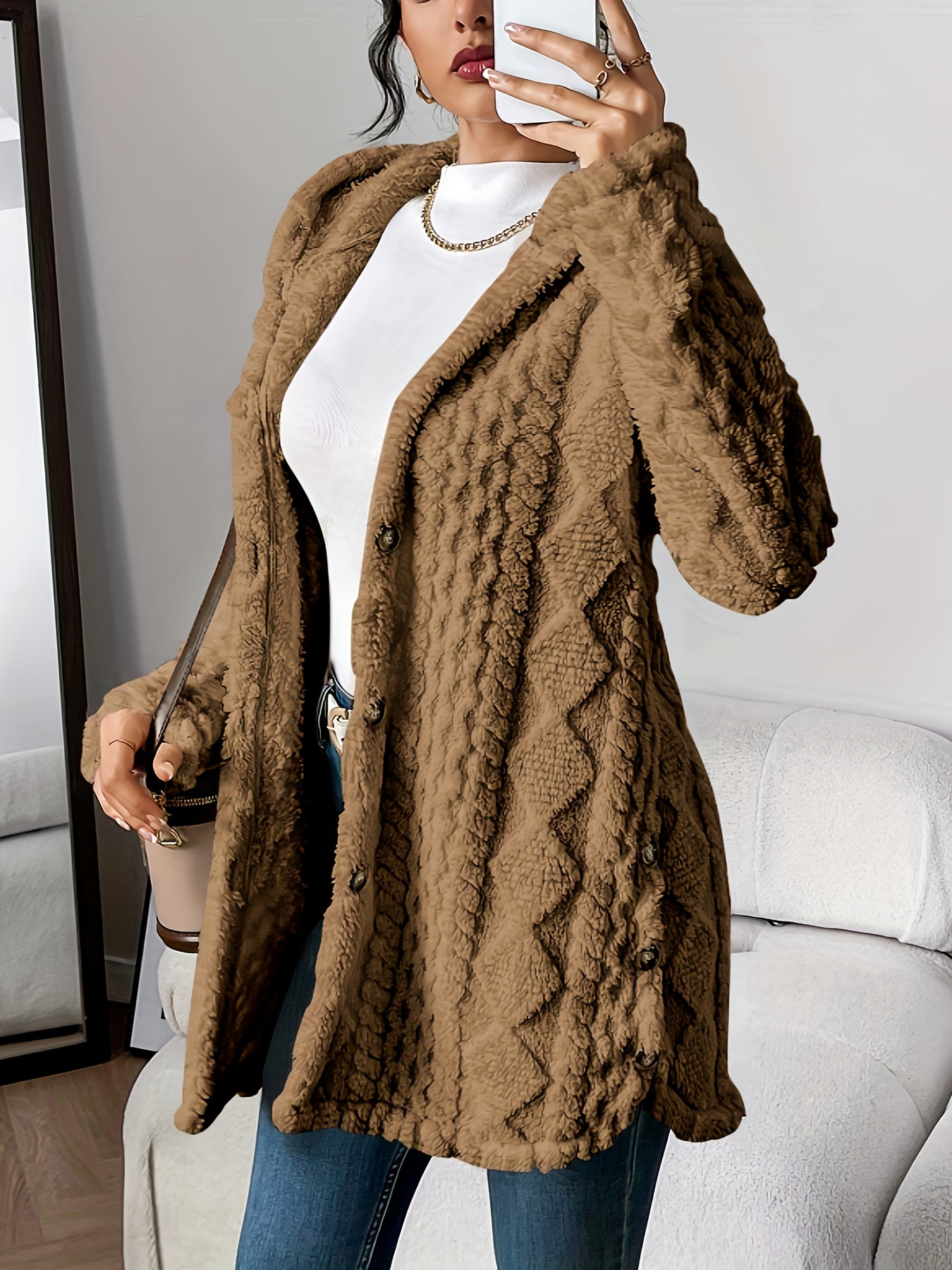 Level Up Your Wardrobe With This Eye‑Catching Jacquard Hooded Coat