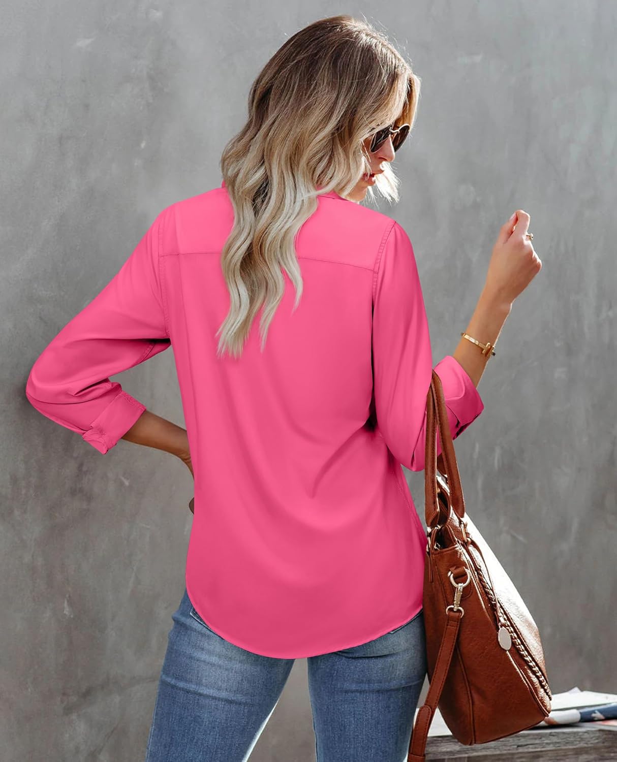 Women Long Sleeve Wrinkle Resistance Button Down Shirts