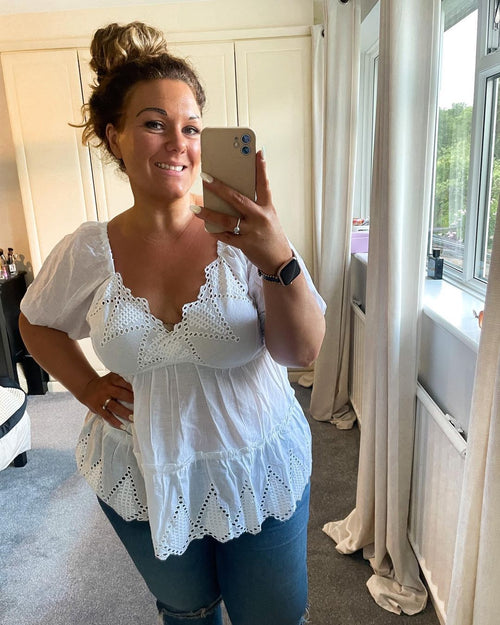 PLUS BRODERIE ANGLAISE SMOCK TOP