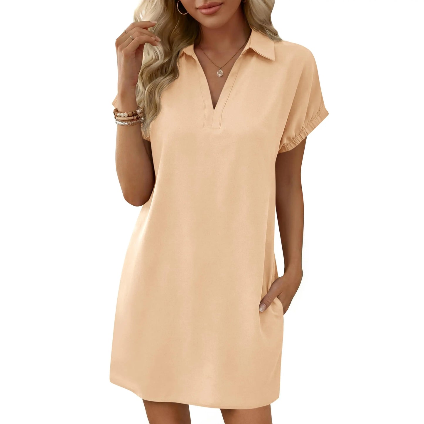Womens Summer Shirt Dress Casual Short Sleeve