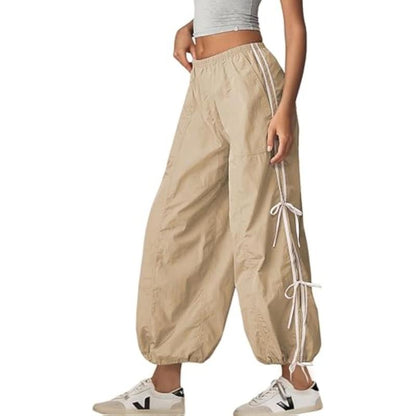✨ Women's Parachute Pants Elastic High Waist Full Twist Hiking Cargo Pants