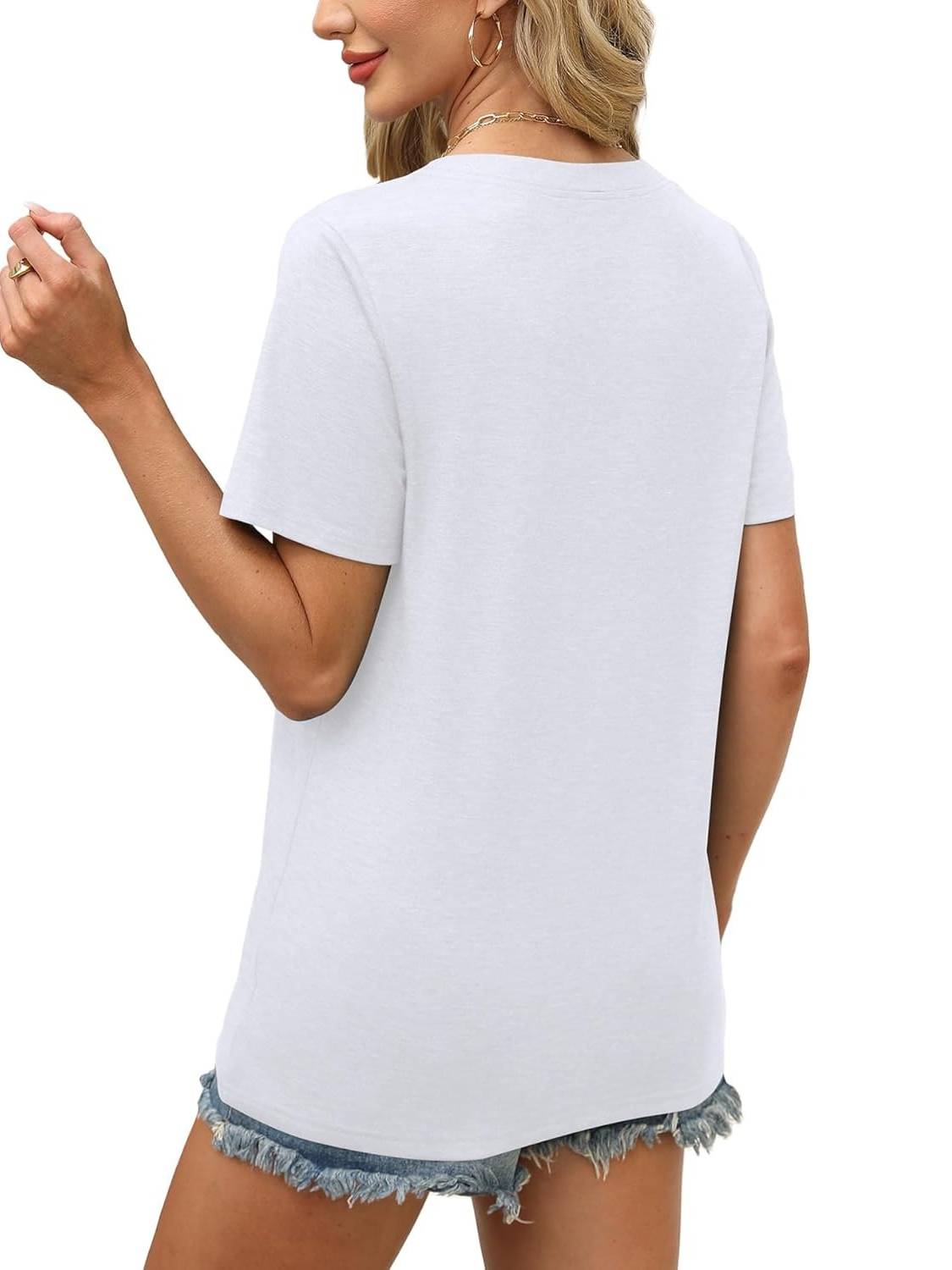 ✨Womens Short Sleeve V Neck Casual Loose Fit T-shirts