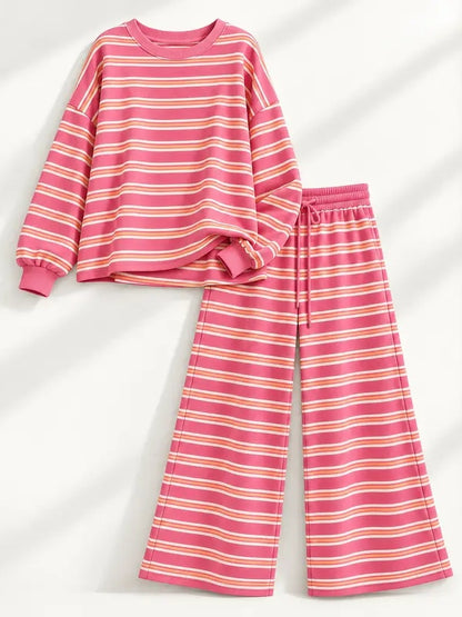 Women Striped Cross Back Loungewear 2 Piece Set