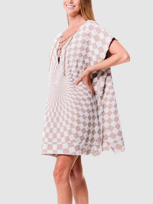 Women's Boho Lace Up Cover Up Dress