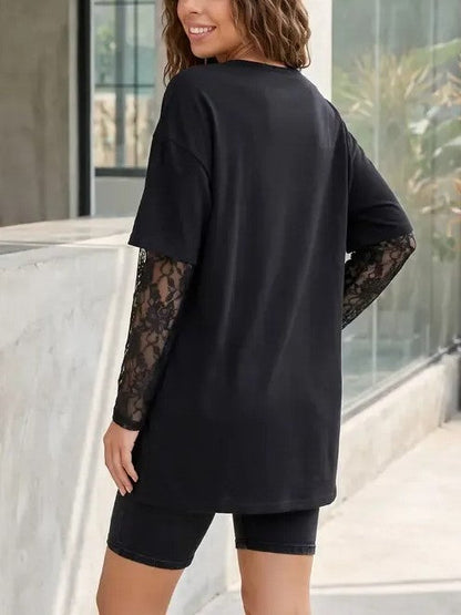 Women's Casual Lace Long Sleeve T Shirt Dress