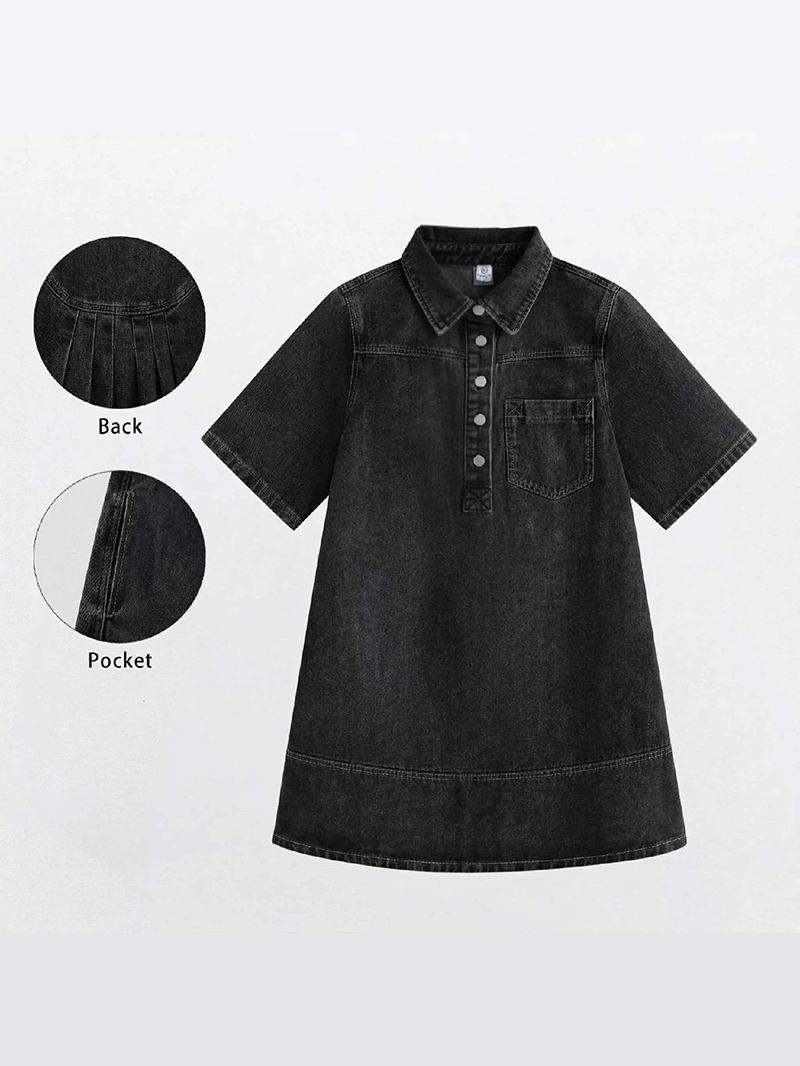 Women's Leopard Print Button Denim Shirt Dress