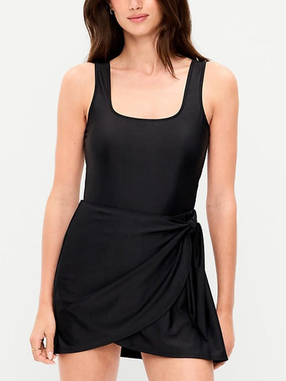 Matte Side-Tie Swim Dress