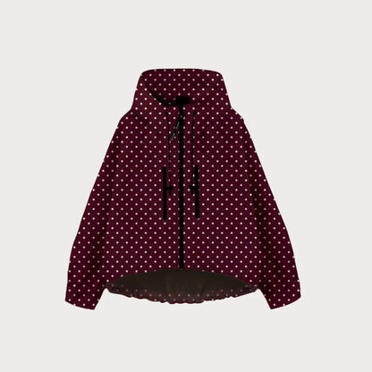 Women's Oversized Pleated Hem Rain Jacket With Hooded