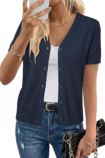 Hot Sale-Women's Short Sleeve Wool Blend Cardigan