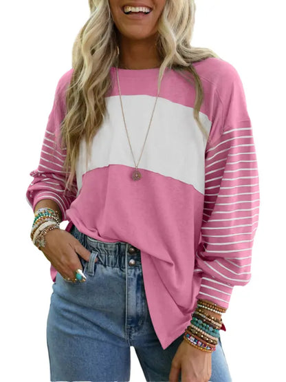 ✨Women's Cute Color Block Long Sleeve Casual Top