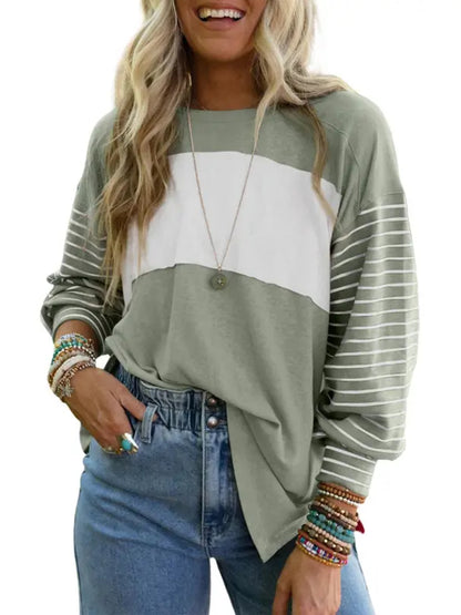 ✨Women's Cute Color Block Long Sleeve Casual Top