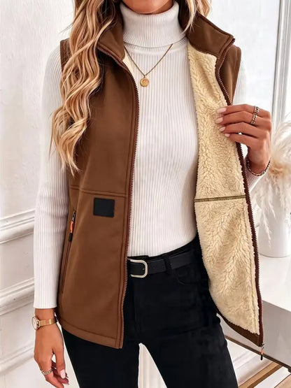 Women Fleece Lined Zip Front Vest