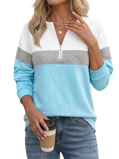 Women's Color Block Quarter Zip Sweatshirt