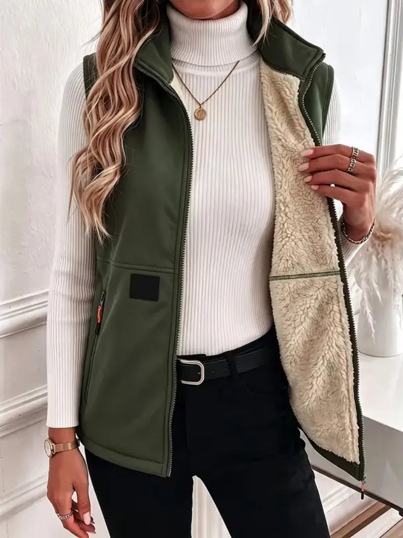 Women Fleece Lined Zip Front Vest