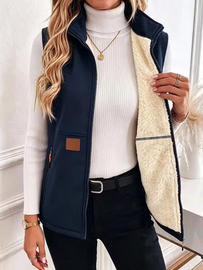 Women Fleece Lined Zip Front Vest