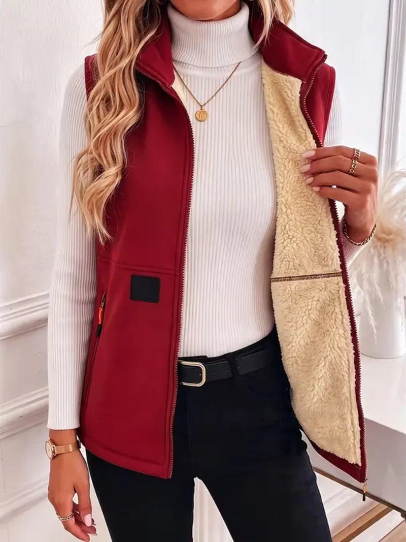 Women Fleece Lined Zip Front Vest